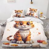 NDXRWDZR Nordic Kılıf Yatak 105 Kaplan Nevresim Takımı, Kızlar için Çocuklar için Fermuarlı Yumuşak Nefes Alabilir Mikrofiber Nordik Kılıflar 180 x 220 cm + 2 Yastık Kılıfı 50 x 8