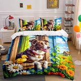 NDXRWDZR Nordic Kılıflar Yatak 105 Border Collie Nevresim Takımı, Kızlar için Çocuklar için Fermuarlı Yumuşak Nefes Alabilir Mikrofiber Nordik Kılıflar 180 x 220 cm + 2 Yastık Kılıfı 50 x 8