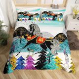 NDXRWDZR Nordica nevresim 90 çocuk atı siyah yorgan kızlar için 90 yaş yatağı fermuarlı yumuşak nefes alabilen mikrofiber nordik kılıflar 150 x 220 cm + 2 yastık kılıfı 50 x 80 cm