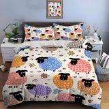 NDXRWDZR Nordica nevresim 90 çocuk koyun renkli yorgan yorgan kızlar için 90 yaş yatağı fermuarlı yumuşak nefes alabilen mikrofiber nordik kılıflar 150 x 220 cm + 2 yastık kılıfı 50 x 80 cm