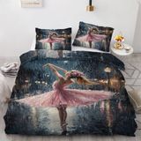 NDXRWDZR Nordica nevresim 90 yaşlı çocuk balerinası pembe yorgan yatak 90 yaşlı kızlar için çocuklar için fermuarlı yumuşak nefes alabilen mikrofiber kuvvetli kılıflar 150 x 220 cm + 2 yastık kılıfı