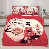 NDXRWDZR Nordik Kılıf Yatak 105 Kimono Tarzı Kadın Nevresim Takımı, Kızlar için Çocuklar için Fermuarlı Yumuşak Nefes Alabilir Mikrofiber Nordik Kılıflar 180 x 220 cm + 2 Yastık Kılıfı 50