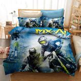 NDXRWDZR Nordik Kılıf Yatak 105 Motosiklet Nevresim Takımı, Kızlar için Çocuklar için Fermuarlı Yumuşak Nefes Alabilir Mikrofiber Nordik Kılıflar 180 x 220 cm + 2 Yastık Kılıfı 50 x 8