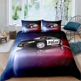 NDXRWDZR Nordik Kılıf Yatak 105 Yatak Polis Arabası Nevresim Takımı, Kızlar için Çocuklar için Fermuarlı Yumuşak Nefes Alabilir Mikrofiber Nordik Kılıflar 180 x 220 cm + 2 Yastık Kılıfı 50 x 80