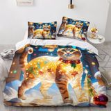 NDXRWDZR Nordik örtüler yatak 135 kedi sarı yatak takımı, çocuklar için, yetişkinler için, fermuarlı yumuşak, nefes alabilen mikrofiber, kuvvetli kılıflar, 220 x 220 cm + 2 yastık kılıfı 50 x 80 cm