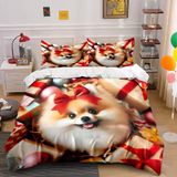 NDXRWDZR Pomeranian nevresim takımı, 220 x 240 cm, fermuarlı, kilitli, yetişkinler ve çocuklar için, yumuşak, nefes alan mikro elyaf nevresim + 2 yastık kılıfı 80 x 80 cm