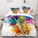 NDXRWDZR Saksafon nevresim takımı, çocuklar için tek kişilik nevresim takımı, yumuşak hipoalerjenik mikrofiber nevresim takımı, fermuarlı 1 nevresim 135 x 200 cm + 2 yastık kılıfı 50 x 75 cm