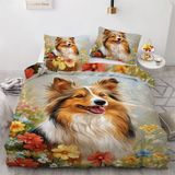 NDXRWDZR Shetland nevresim takımı, 220 x 240 cm, fermuarlı, kilitli, yetişkinler ve çocuklar için, yumuşak, nefes alan mikro elyaf nevresim + 2 yastık kılıfı 80 x 80 cm