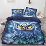 NDXRWDZR Süper Büyük Boy Nevresim Takımı Mavi Baykuş Nevresim Fermuarlı Kapamalı Yatak Örtüsü Aldults Çocuklar için Yumuşak Nefes Alabilir Mikrofiber Kılıf 260x220 cm + 2 Yastık Kılıfı 50x75 cm