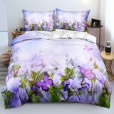 NDXRWDZR Süper Büyük Boy Nevresim Takımı Mor Çiçek Nevresim Fermuarlı Kapamalı Yatak Örtüsü Aldults Çocuklar için Yumuşak Nefes Alabilir Mikrofiber Kılıf 260x220 cm + 2 Yastık Kılıfı 50x75 cm