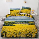 NDXRWDZR Süper Büyük Boy Nevresim Takımı Sarı Kolza Tohumu Çiçek Nevresim Fermuarlı Kapamalı Yatak Örtüsü Aldults Çocuklar için Yumuşak Nefes Alabilir Mikrofiber Kılıf 260x220 cm + 2 Yastık Kılıfı