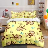 NDXRWDZR Süper Büyük Boy Nevresim Takımı Sarı Maymun Nevresim Fermuarlı Kapamalı Yatak Örtüsü Aldults Çocuklar için Yumuşak Nefes Alabilir Mikrofiber Kılıf 260x220 cm + 2 Yastık Kılıfı 50x75 cm