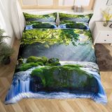 NDXRWDZR Süper Büyük Boy Nevresim Takımı Şelale Nevresim Fermuarlı Kapamalı Yatak Örtüsü Aldults Çocuklar için Yumuşak Nefes Alabilir Mikrofiber Kılıf 260x220 cm + 2 Yastık Kılıfı 50x75 cm
