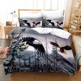 NDXRWDZR Süper Büyük Boy Nevresim Takımı Siyah Kartal Nevresim Fermuarlı Kapamalı Yatak Örtüsü Aldults Çocuklar için Yumuşak Nefes Alabilir Mikrofiber Kılıf 260x220 cm + 2 Yastık Kılıfı 50x75 cm