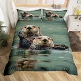 NDXRWDZR Süper Büyük Boy Nevresim Takımı Su Samuru Nevresim Fermuarlı Kapamalı Yatak Örtüsü Aldults Çocuklar için Yumuşak Nefes Alabilir Mikrofiber Kılıf 260x220 cm + 2 Yastık Kılıfı 50x75 cm