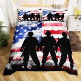NDXRWDZR Süper King Boy Nevresim Takımı Amerikan Askeri Nevresim Fermuarlı Kapamalı Yatak Örtüsü Aldults Çocuklar için Yumuşak Nefes Alabilir Mikrofiber Kılıf 260x220 cm + 2 Yastık Kılıfı 50x75 cm