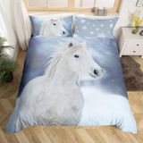 NDXRWDZR Süper King Boy Nevresim Takımı Beyaz At Nevresim Fermuarlı Kapamalı Yatak Örtüsü Aldults Çocuklar için Yumuşak Nefes Alabilir Mikrofiber Kılıf 260x220 cm + 2 Yastık Kılıfı 50x75 cm