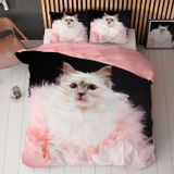 NDXRWDZR Süper King Boy Nevresim Takımı Beyaz Kedi Nevresim Fermuarlı Kapamalı Yatak Örtüsü Aldults Çocuklar için Yumuşak Nefes Alabilir Mikrofiber Kılıf 260x220 cm + 2 Yastık Kılıfı 50x75 cm
