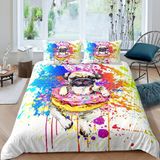 NDXRWDZR Süper King Boy Nevresim Takımı Fransız Bulldog Nevresim Fermuarlı Kapamalı Yatak Örtüsü Aldults Çocuklar için Yumuşak Nefes Alabilir Mikrofiber Kılıf 260x220 cm + 2 Yastık Kılıfı 50x75 cm