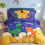 NDXRWDZR Süper King Boy Nevresim Takımı Karikatür Dinozor Nevresim Fermuarlı Yatak Örtüsü Aldults Çocuklar için Yumuşak Nefes Alabilir Mikrofiber Kılıf 260x220 cm + 2 Yastık Kılıfı 50x75 cm