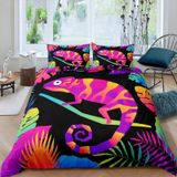 NDXRWDZR Süper King Boy Nevresim Takımı Mor Kertenkele Nevresim Fermuarlı Yatak Örtüsü Aldults Çocuklar için Yumuşak Nefes Alabilir Mikrofiber Kılıf 260 x 220 cm + 2 Yastık Kılıfı 50 x 75 cm