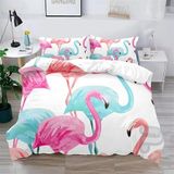 NDXRWDZR Süper King Boy Nevresim Takımı Pembe Flamingo Nevresim Fermuarlı Kapamalı Yatak Örtüsü Aldults Çocuklar için Yumuşak Nefes Alabilir Mikrofiber Kılıf 260x220 cm + 2 Yastık Kılıfı 50x75 cm