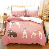 NDXRWDZR Süper King Boy Nevresim Takımı Pembe Köpek Nevresim Fermuarlı Kapamalı Yatak Örtüsü Aldults Çocuklar için Yumuşak Nefes Alabilir Mikrofiber Kılıf 260x220 cm + 2 Yastık Kılıfı 50x75 cm