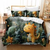 NDXRWDZR Süper King Boy Nevresim Takımı Sevimli Dinozor Nevresim Fermuarlı Yatak Örtüsü Aldults Çocuklar için Yumuşak Nefes Alabilir Mikrofiber Kılıf 260x220 cm + 2 Yastık Kılıfı 50x75 cm