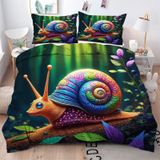 NDXRWDZR Süper King Boy Nevresim Takımı Sevimli Salyangoz Nevresim Fermuarlı Yatak Örtüsü Aldults Çocuklar için Yumuşak Nefes Alabilir Mikrofiber Kılıf 260x220 cm + 2 Yastık Kılıfı 50x75 cm