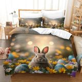 NDXRWDZR Süper King Boy Nevresim Takımı Sevimli Tavşan Nevresim Fermuarlı Yatak Örtüsü Aldults Çocuklar için Yumuşak Nefes Alabilir Mikrofiber Kılıf 260x220 cm + 2 Yastık Kılıfı 50x75 cm