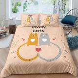 NDXRWDZR Süper King Boy Nevresim Takımı Turuncu Kedi Nevresim Fermuarlı Kapamalı Yatak Örtüsü Aldults Çocuklar için Yumuşak Nefes Alabilir Mikrofiber Kılıf 260x220 cm + 2 Yastık Kılıfı 50x75 cm
