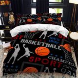 NDXRWDZR Tek Kişilik Nevresim Takımı Basketbol Nevresim Çocuklar için Yumuşak Hipoalerjenik Mikrofiber Yorgan Kılıfı, Fermuarlı 1 Nevresim 135x200 cm + 2 Yastık Kılıfı 50x75 cm