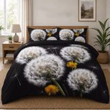 NDXRWDZR Tek kişilik nevresim takımı, beyaz karahindiba nevresim takımı, çocuklar için yumuşak, hipoalerjenik mikrofiber nevresim takımı, fermuarlı 1 nevresim 135 x 200 cm + 2 yastık kılıfı 50 x 75 cm