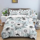 NDXRWDZR Tek Kişilik Nevresim Takımı Beyaz Papatya Nevresim Takımı, Çocuklar için Yumuşak Hipoalerjenik Mikrofiber Nevresim Kılıfı, Fermuarlı 1 Nevresim 135x200 cm + 2 Yastık Kılıfı 50x75 cm
