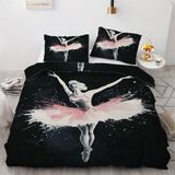 NDXRWDZR Tek Kişilik Nevresim Takımı, Çocuklar için Siyah Balerin Nevresim Takımı, Yumuşak, Hipoalerjenik Mikrofiber Fermuarlı Nevresim, 1 Nevresim 135 x 200 cm + 2 Yastık Kılıfı 50 x