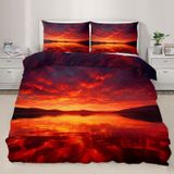 NDXRWDZR Tek Kişilik Nevresim Takımı Gün Batımı Plaj Nevresim Çocuklar için Yumuşak Hipoalerjenik Mikrofiber Nevresim Fermuarlı Nevresim, 1 Nevresim 135 x 200 cm + 2 Yastık Kılıfı 50 x 75 cm