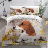 NDXRWDZR Tek Kişilik Nevresim Takımı Kahverengi Dachshund Nevresim Çocuklar için Yumuşak Hipoalerjenik Mikrofiber Nevresim Kılıfı, Fermuarlı 1 Nevresim 135x200 cm + 2 Yastık Kılıfı 50x75 cm