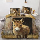 NDXRWDZR Tek Kişilik Nevresim Takımı Kahverengi Eşek Nevresim Çocuklar için Yumuşak Hipoalerjenik Mikrofiber Nevresim Kılıfı, Fermuarlı 1 Nevresim 135x200 cm + 2 Yastık Kılıfı 50x75 cm