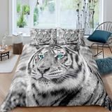 NDXRWDZR Tek Kişilik Nevresim Takımı Kaplan Nevresim Çocuklar için Yumuşak Hipoalerjenik Mikrofiber Nevresim Kılıfı, Fermuarlı 1 Nevresim 135x200 cm + 2 Yastık Kılıfı 50x75 cm