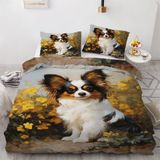 NDXRWDZR Tek Kişilik Nevresim Takımı Kelebek Köpek Nevresim Çocuklar için Yumuşak Hipoalerjenik Mikrofiber Nevresim Fermuarlı Nevresim, 1 Nevresim 135 x 200 cm + 2 Yastık Kılıfı 50 x 75 cm