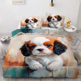NDXRWDZR Tek Kişilik Nevresim Takımı, King Boy Charles Spaniel Çocuk Nevresim Takımı, Yumuşak, Hipoalerjenik Mikrofiber Fermuarlı Nevresim Takımı, 1 Nevresim 135 x 200 cm + 2