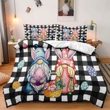 NDXRWDZR Tek Kişilik Nevresim Takımı, Paskalya Tavşanı Nevresim Takımı, Çocuklar için Yumuşak, Hipoalerjenik Mikrofiber Nevresim Kılıfı, Fermuarlı 1 Nevresim 135 x 200 cm + 2 Yastık Kılıfı 50 x 75 cm