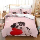 NDXRWDZR Tek Kişilik Nevresim Takımı Pembe Köpek Nevresim Takımı Çocuklar için Yumuşak Hipoalerjenik Mikrofiber Yorgan Kılıfı, Fermuarlı 1 Nevresim 135x200 cm + 2 Yastık Kılıfı 50x75 cm