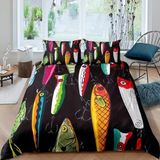 NDXRWDZR Tek Kişilik Nevresim Takımı Renkli Balık Nevresim Takımı Çocuklar için Yumuşak Hipoalerjenik Mikrofiber Yorgan Kılıfı, Fermuarlı 1 Nevresim 135x200 cm + 2 Yastık Kılıfı 50x75 cm