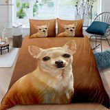 NDXRWDZR Tek Kişilik Nevresim Takımı Sarı Chihuahua Çocuk Nevresim Yumuşak Hipoalerjenik Mikrofiber Fermuarlı Nevresim Takımı, 1 Nevresim 135x200 cm + 2 Yastık Kılıfı 50x75 cm