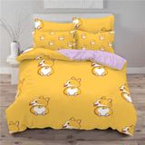 NDXRWDZR Tek Kişilik Nevresim Takımı Sarı Corgi Nevresim Çocuklar için Yumuşak Hipoalerjenik Mikrofiber Yorgan Kılıfı, Fermuarlı 1 Nevresim 135x200 cm + 2 Yastık Kılıfı 50x75 cm
