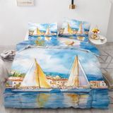 NDXRWDZR Tek kişilik nevresim takımı, yelkenli tekne nevresim takımı, çocuklar için yumuşak, hipoalerjenik mikrofiber nevresim takımı, fermuarlı 1 nevresim 135 x 200 cm + 2 yastık kılıfı 50 x 75 cm