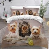NDXRWDZR Tek Kişilik Nevresim Takımı Yorkshire Terrier Çocuklar için Yorgan Kılıfı Yumuşak Hipoalerjenik Mikrofiber Fermuarlı Nevresim Takımı, 1 Nevresim 135x200 cm + 2 Yastık Kılıfı 50x75 cm