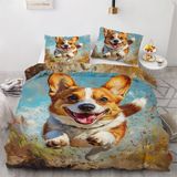 NDXRWDZR Tek Kişilik Yatak Nevresim Takımı Corgi Çocuk Nevresim Yumuşak Hipoalerjenik Mikrofiber Fermuarlı Nevresim 1 Nevresim 135 x 200 cm + 2 Yastık Kılıfı 50 x 75