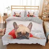 NDXRWDZR Tek Kişilik Yatak Seti French Bulldog Nevresim Takımı Çocuklar için Yumuşak Hipoalerjenik Mikrofiber Yorgan Kılıfı, Fermuarlı 1 Nevresim 135x200 cm + 2 Yastık Kılıfı 50x75 cm